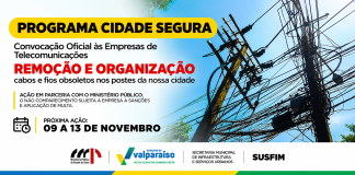 Programa Cidade Segura convoca empresas de telecomunicações para retirada de fios obsoletos em Valparaíso